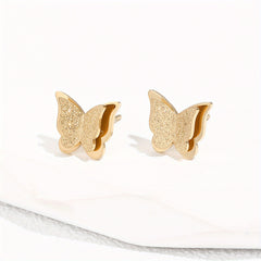 Double Layer Butterfly Stud Earrings Stainless Steel 14K Plated Casual Jewelry