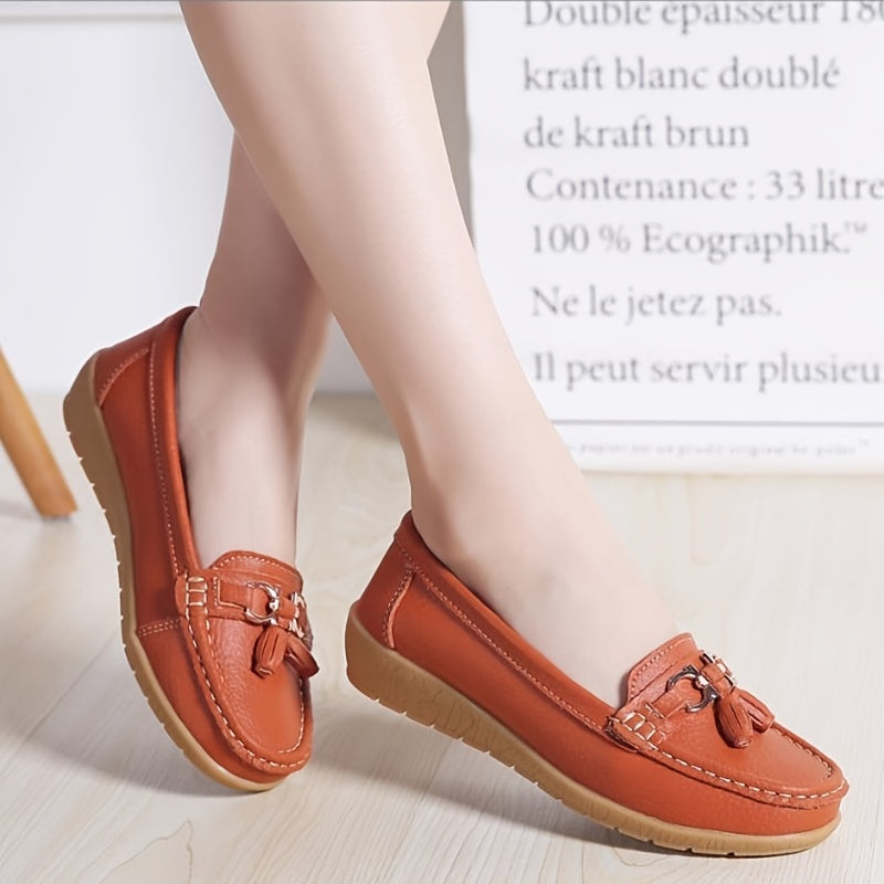 Women's Tassel Flat Loafers Soft Slip On Shoes Casual Round Toe Flats