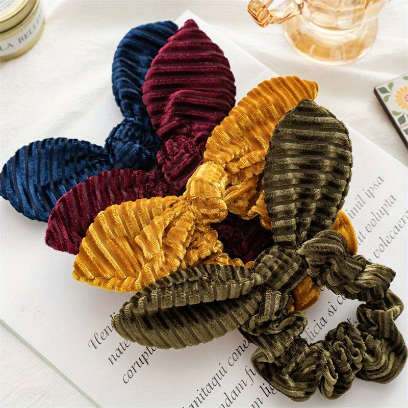 Velvet Scrunchies Women Rabbit Ear Knot Hair Tie Elastic Band