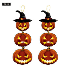 2pcs Halloween Pumpkin Paper Hanging Flag Decoration