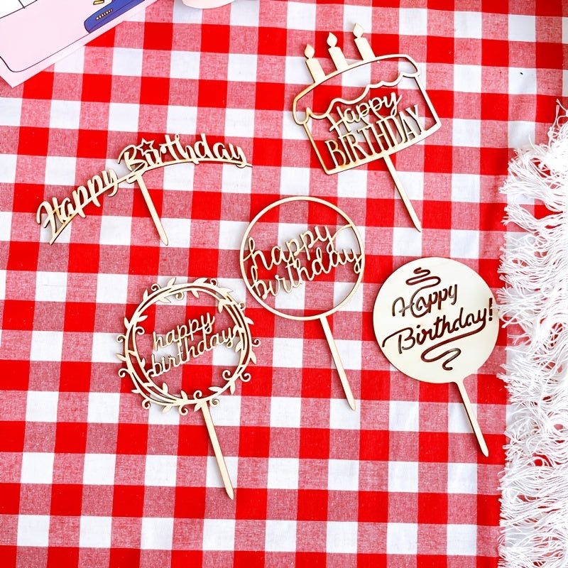 Wooden Cake Decor Party Tassel Stand Cake Sticker
