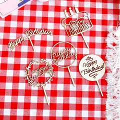 Wooden Cake Decor Party Tassel Stand Cake Sticker