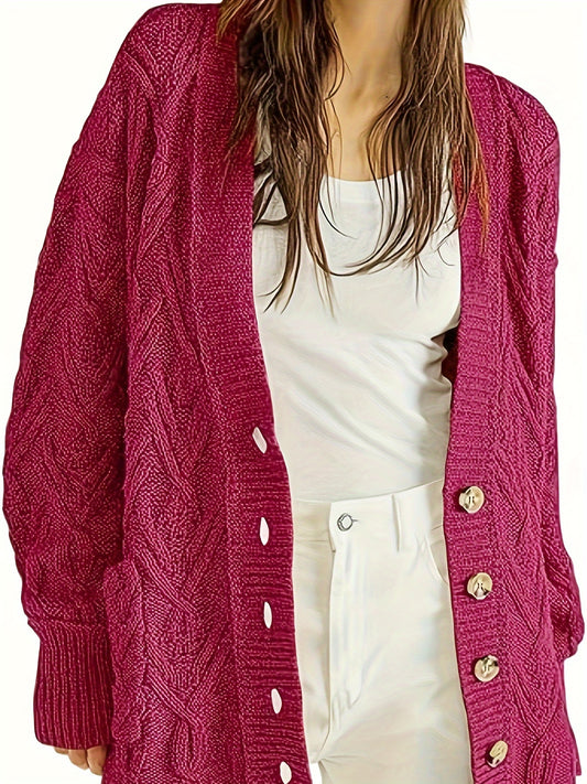  Women's Cable Knit Cardigan with Pockets