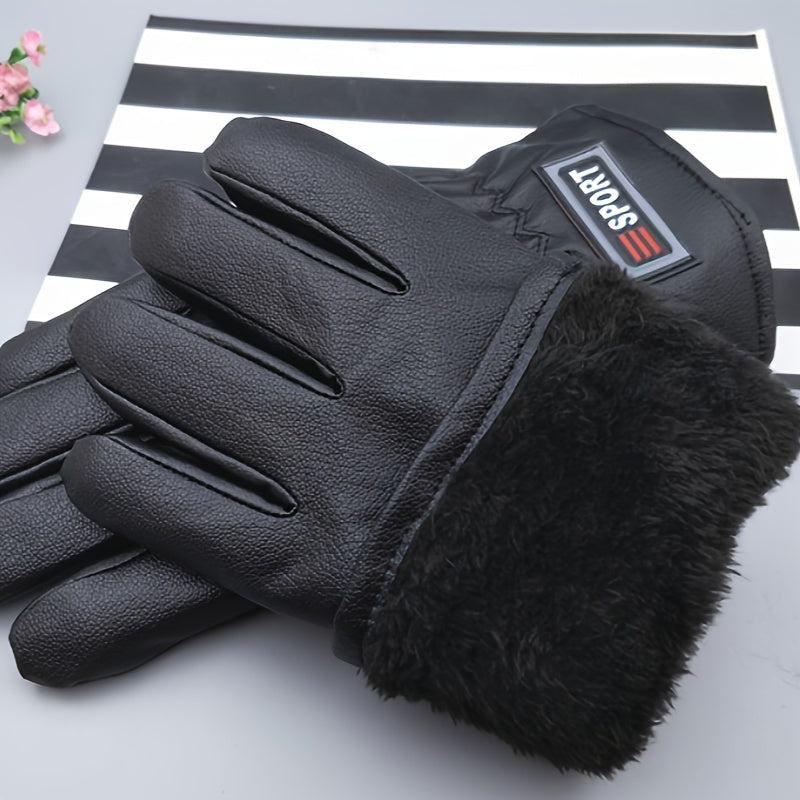 Men's Winter Velvet Gloves Ski Driving Running Cycling Gloves