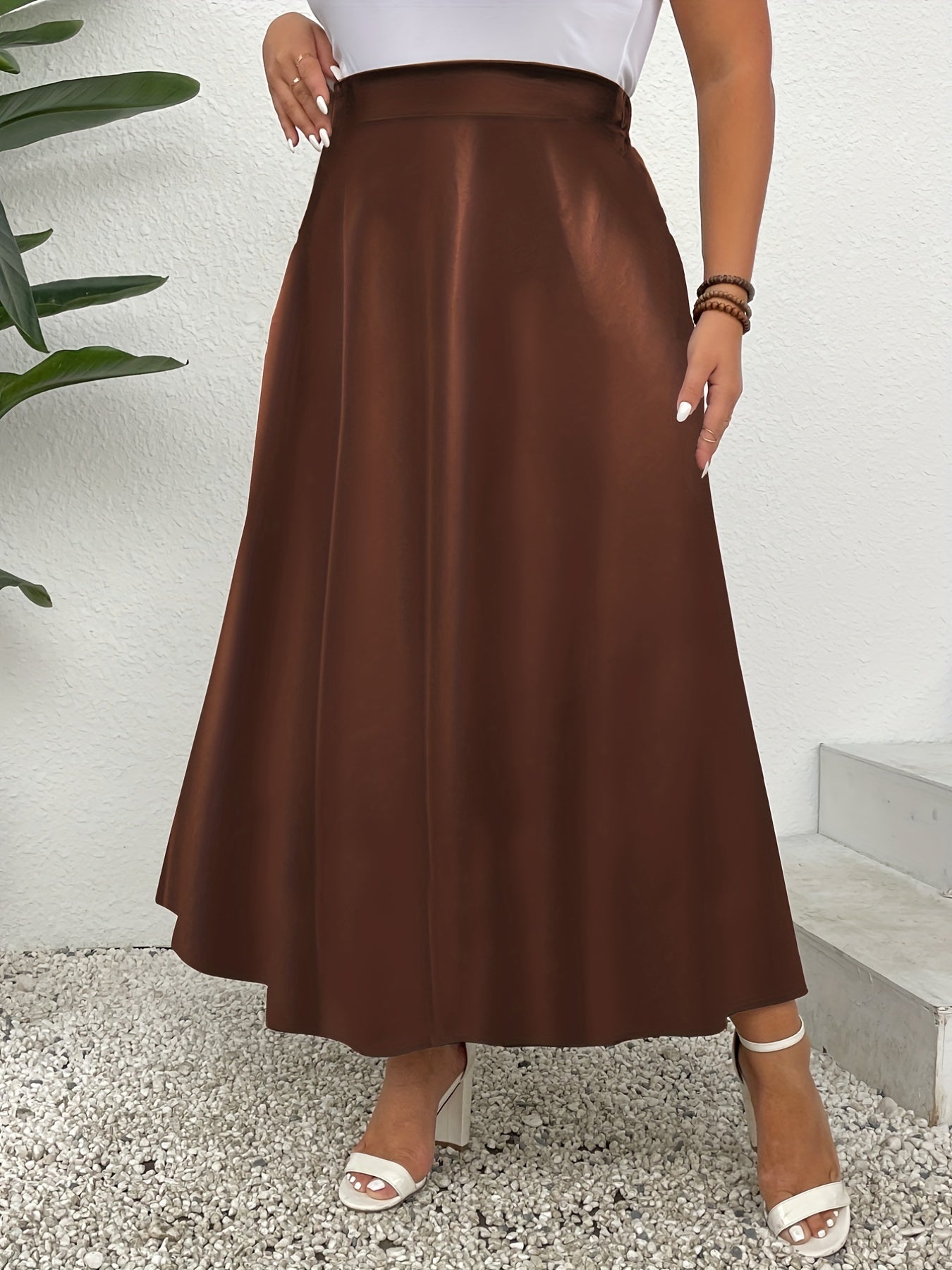  PU Leather High Rise Maxi Skirt