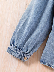 Girls Ruffle Trim Denim Jacket Top for Street Going Out