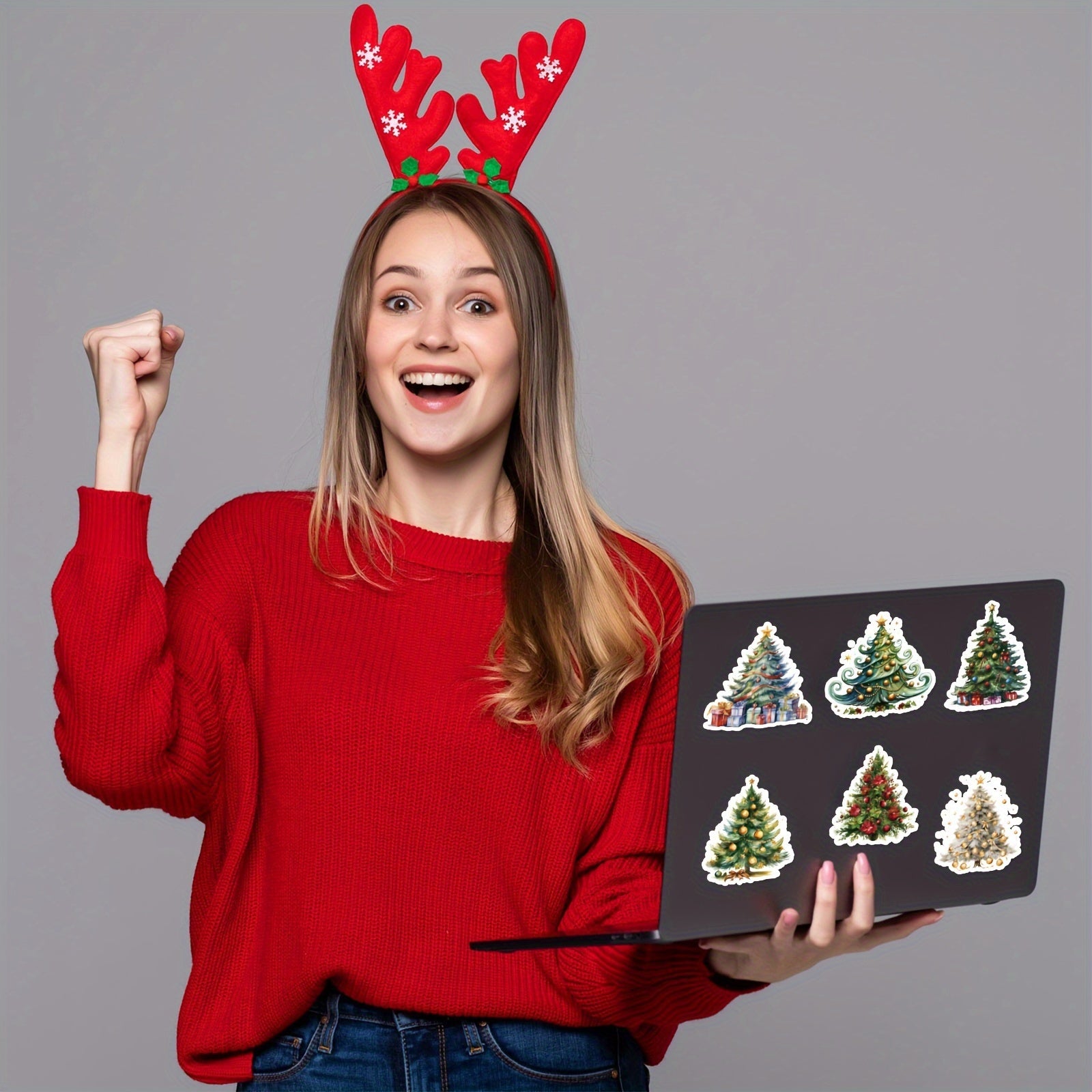 Christmas Tree Vinyl Stickers Festive Mixed Designs Scrapbooking DIY Crafts