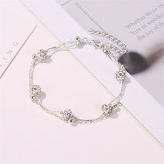 Men's Faux Diamond Crystal Anklet Double Layer For Unisex