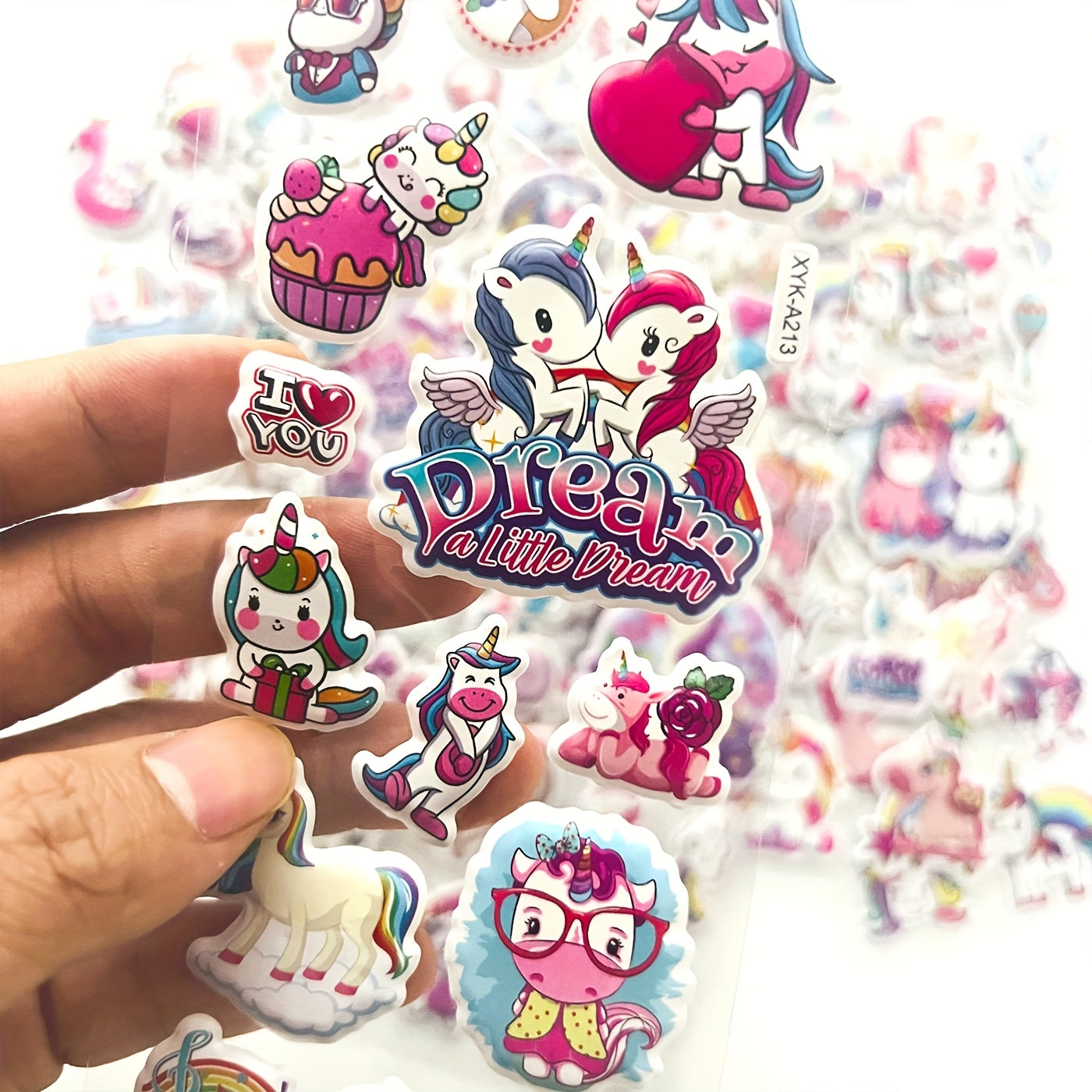 3D Unicorn Stickers 114 Designs Mixed Colors Puffy Sticker Bulk Sheets