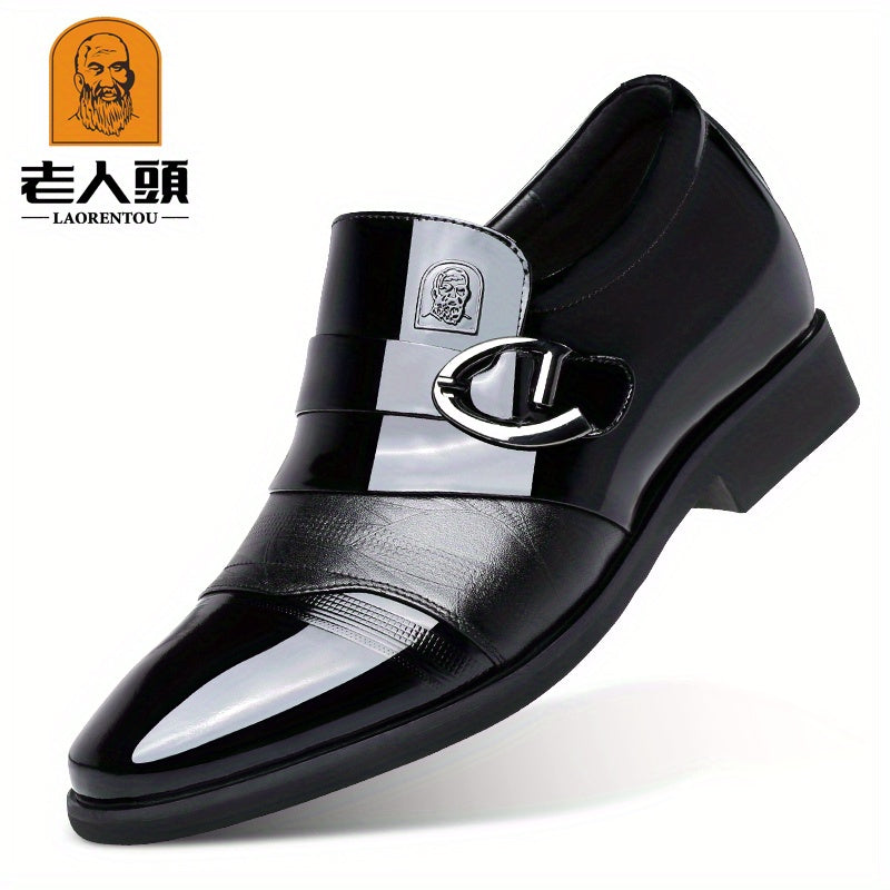 LAORENTOU Men's Leather Elevator Shoes Non Slip Formal for Business Wedding