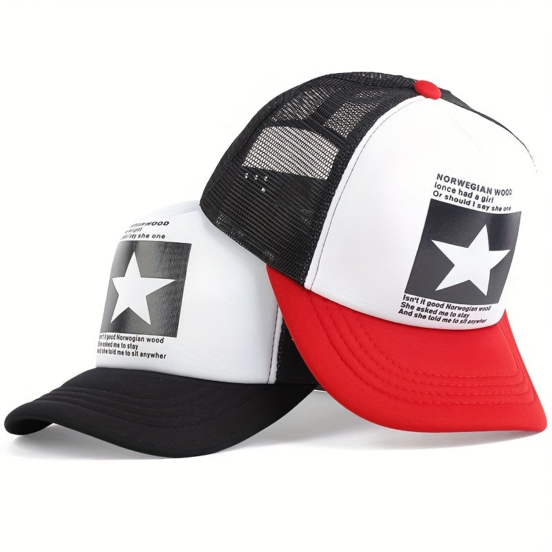 Pentagram Print Mesh Trucker Hat Unisex Breathable Baseball Cap