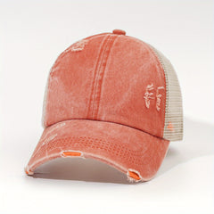 Leopard Print Ponytail Baseball Cap Mesh Trucker Hat