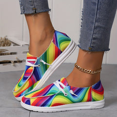 Colorful Rainbow Slip On Loafers Shoes Lightweight Soft Comfortable