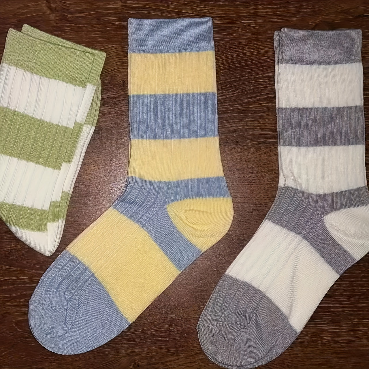 Colorblock Striped Socks Comfy & Breathable Women's Stockings & Hosiery