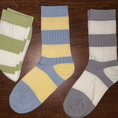 Colorblock Striped Socks Comfy & Breathable Women's Stockings & Hosiery