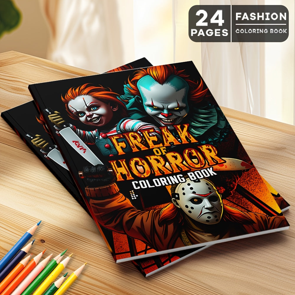 Horror Coloring Book 24 Pages Adult Drawing Boo
