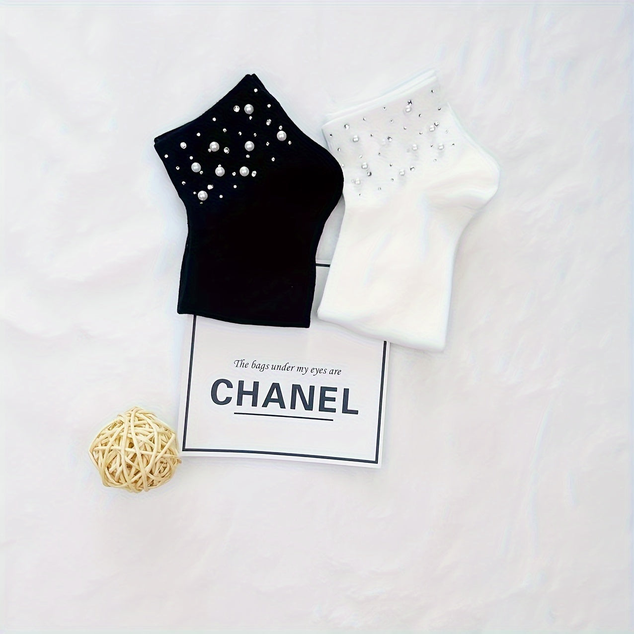 Women's Rhinestone Decor Crew Short Socks