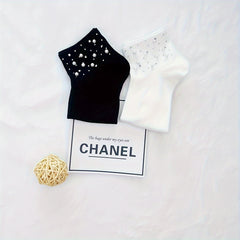 Women's Rhinestone Decor Crew Short Socks