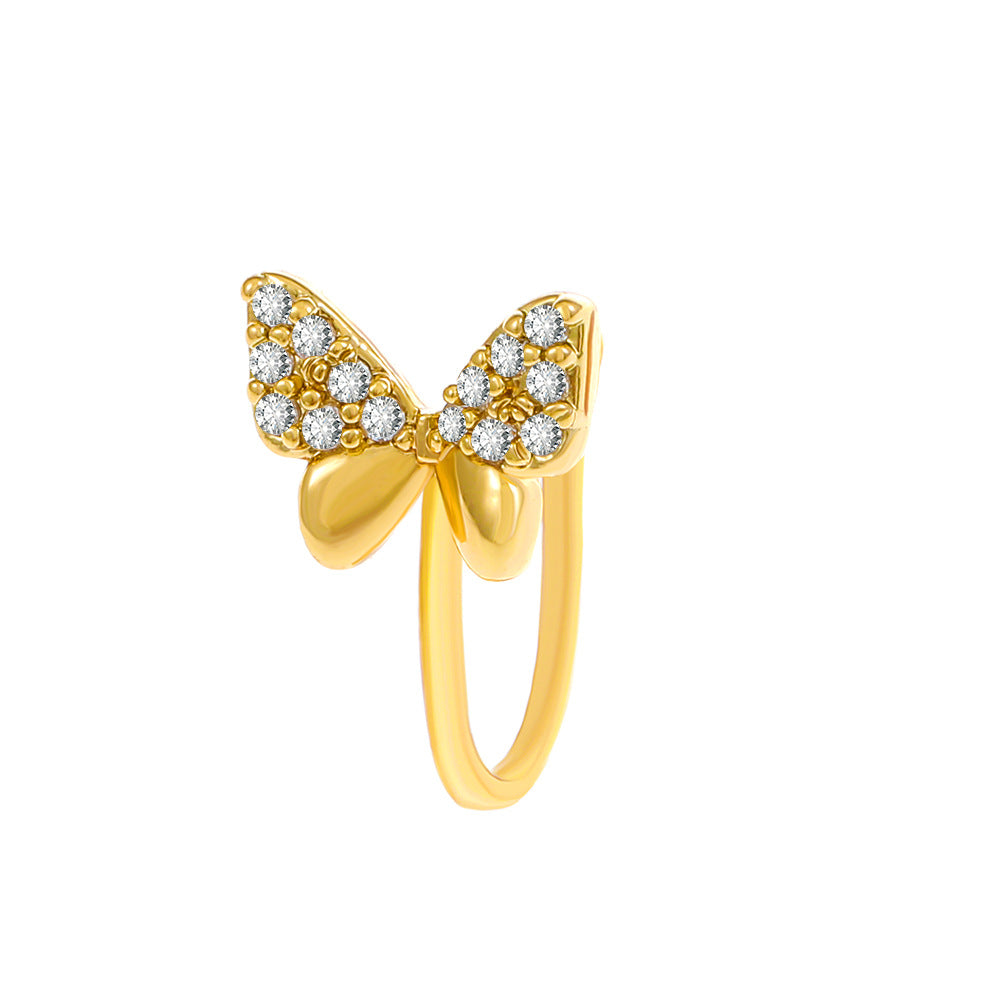 Men's Golden Nose Stud Set With Artificial Diamonds Party Gift