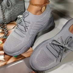 Women's Running Sports Shoes Lightweight Knitted Lace Up Sneakers