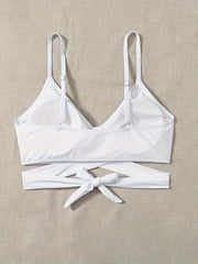  Bikini Top Solid Cross Tie Back Beach Bra