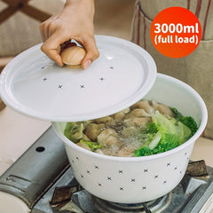 Enamel Pot with Lid for Serving Dishes and Soup