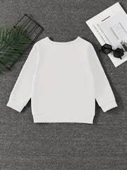 Leopard Heart Graphic Round Neck Pullover For Girls