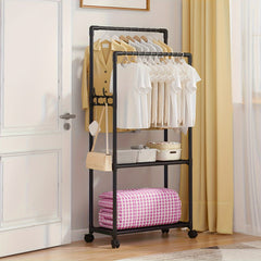 Double Pole Coat Rack 2 Layer Clothes Rack Standing Hat Rack Shoes And Hats Rack