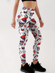 Christmas Skull Print Yoga Pants High Stretch Leggings