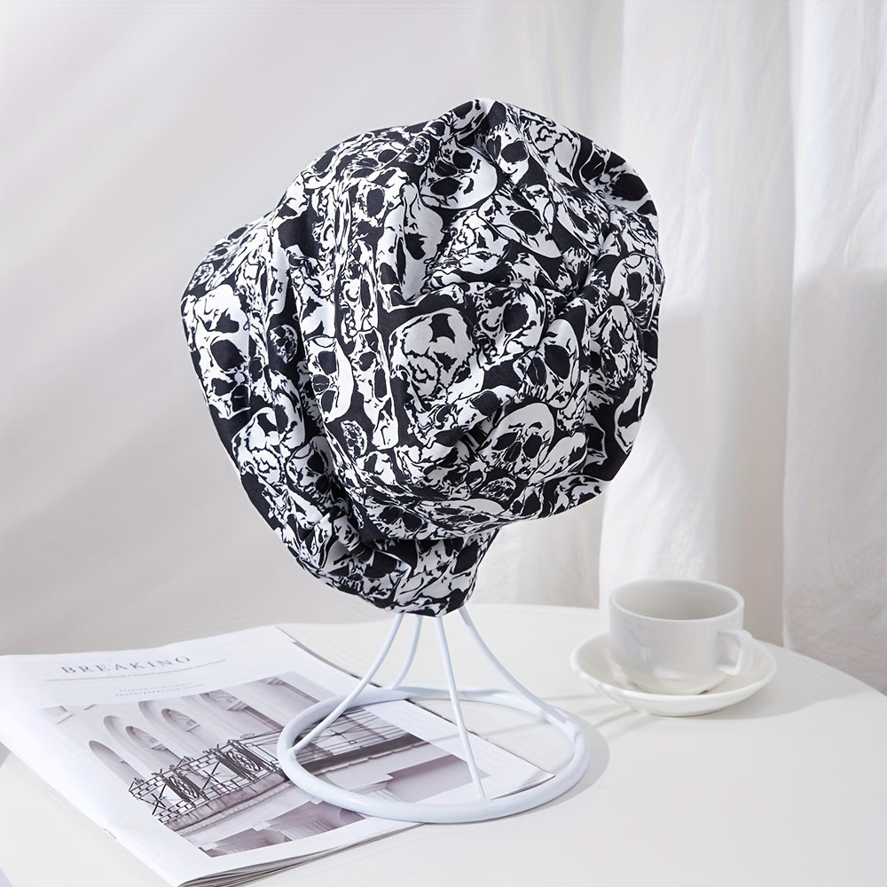Men's Pullover Skull Print Knitted Stacking Turban Hat