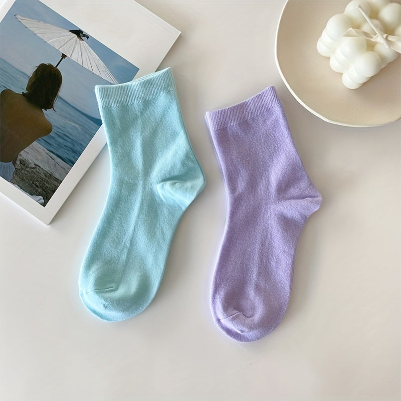 5 Pairs Comfy Solid Socks Women's Stockings & Hosiery