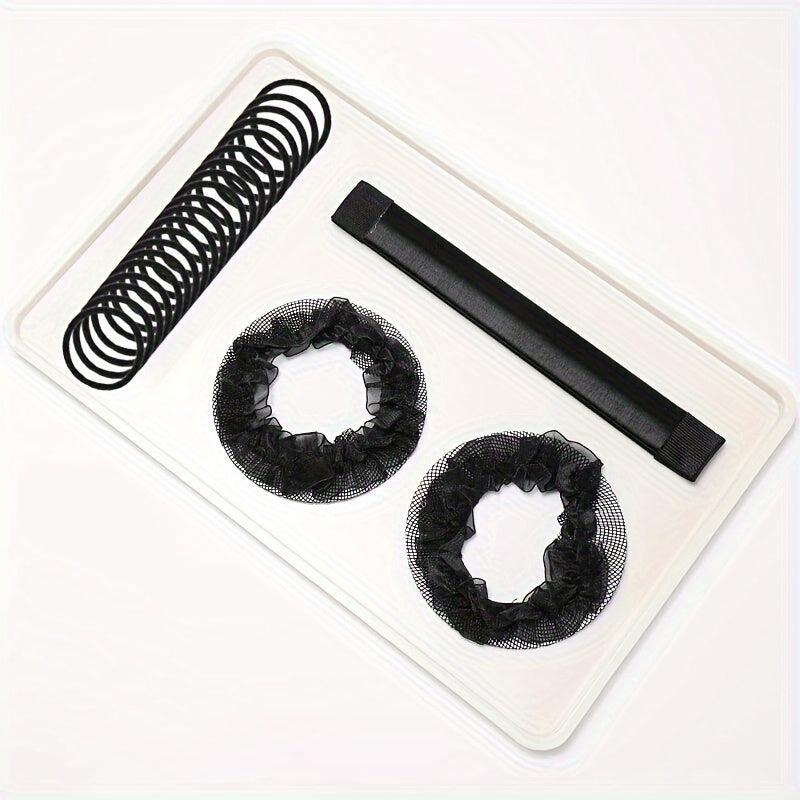 2pcs Elastic Hairnet for Ballet Dance with Hair Ties and Bun Maker