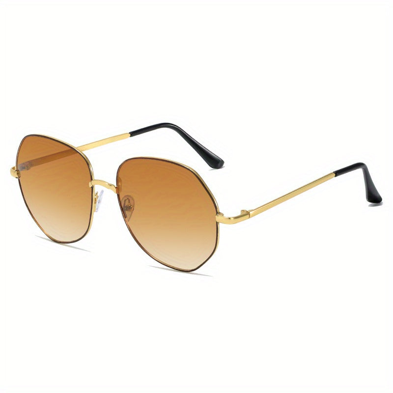 Oval Metal Frame Sunglasses UV400 Gradient Lens Beach Driving