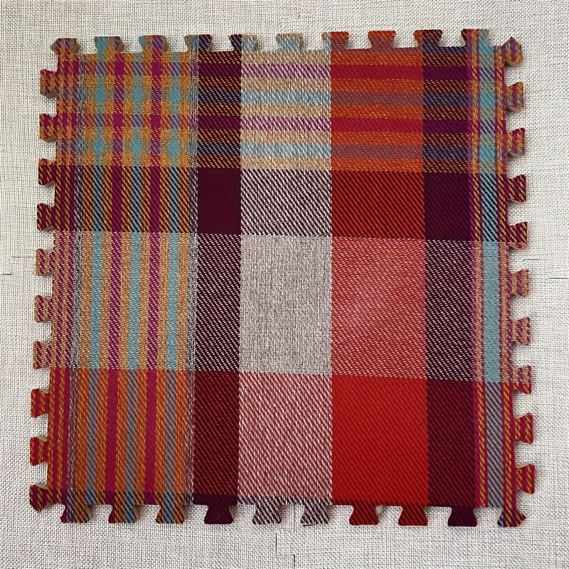 6 Pack Fabric Splicing Carpet Plaid Halloween Floor Mat Christmas Mat