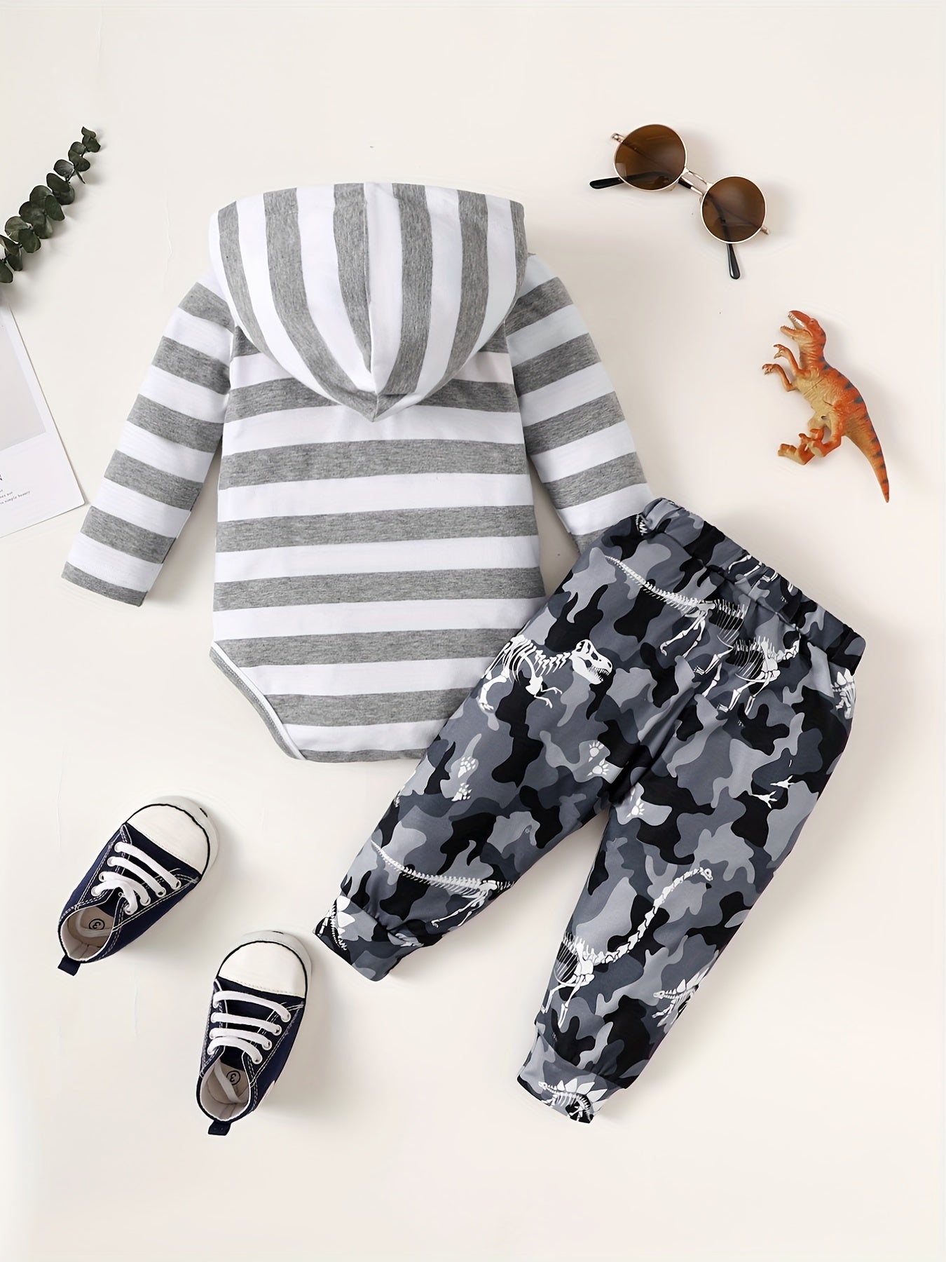 Hooded Rompers & Pants Set for Baby Boys