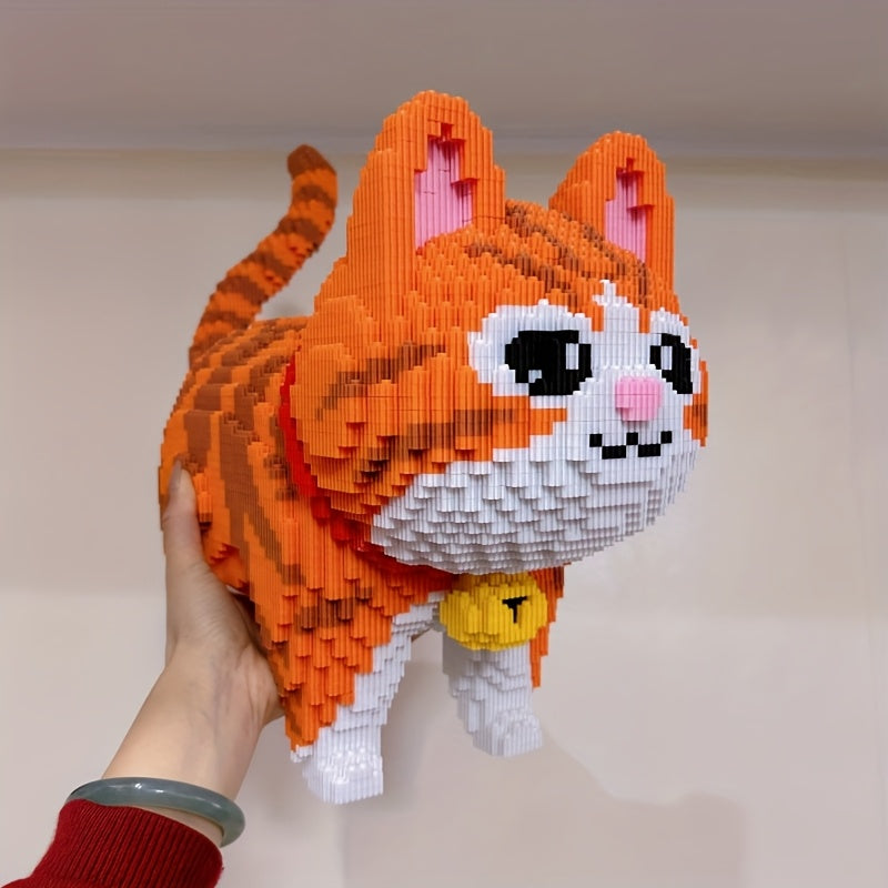 Large Orange Cat Building Block Set Party Game DIY 3D Puzzle Assembly