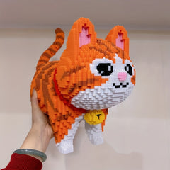 Large Orange Cat Building Block Set Party Game DIY 3D Puzzle Assembly