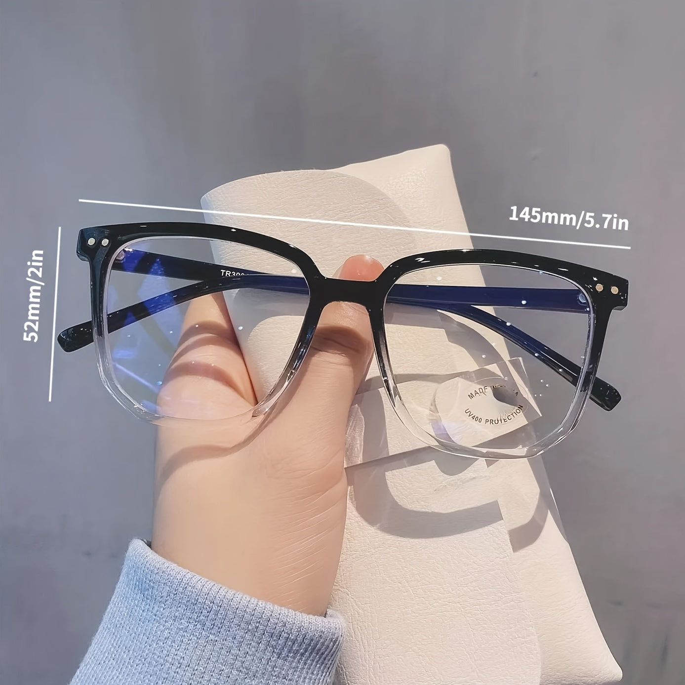 Light Blocking Jelly Square Clear Lens Glasses for Women Men