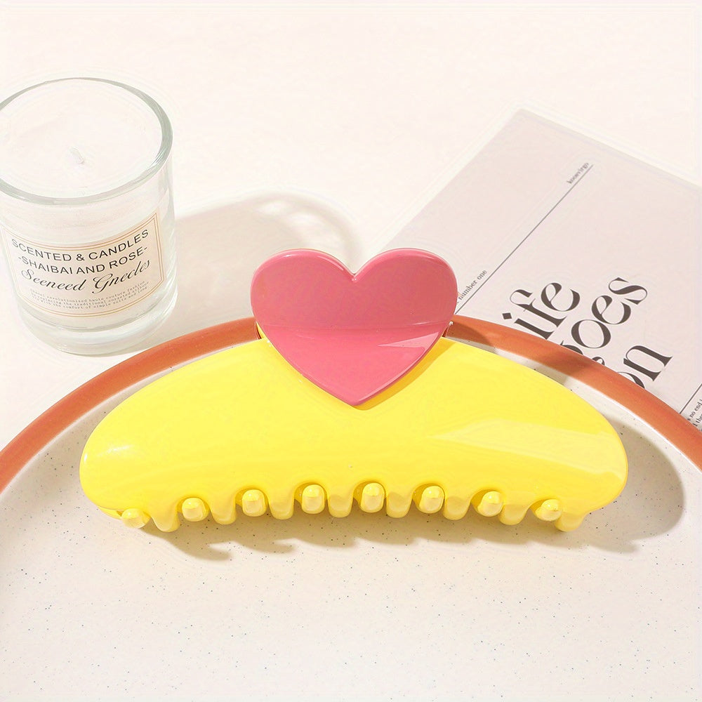 Glossy Candy Hair Claw Heart Decor Ponytail Holder Sweet Hair Clip