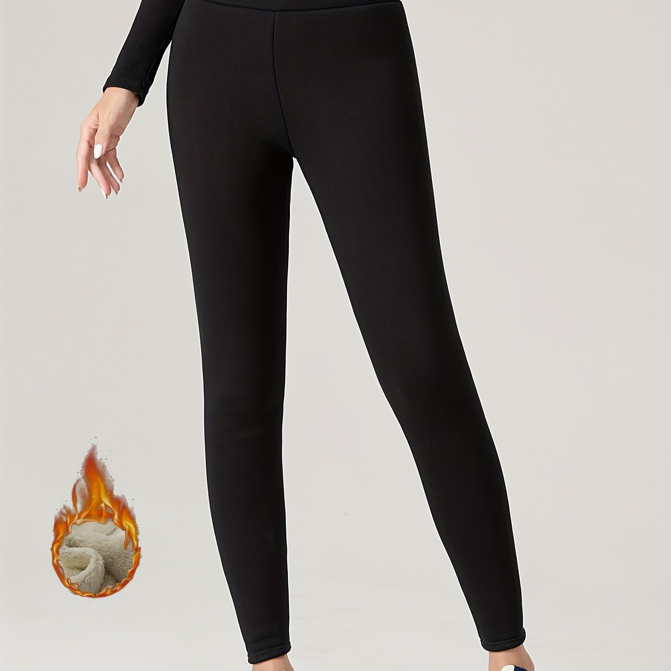 Plush Lined Thermal Pants Soft & Comfy Slim Elastic Tights