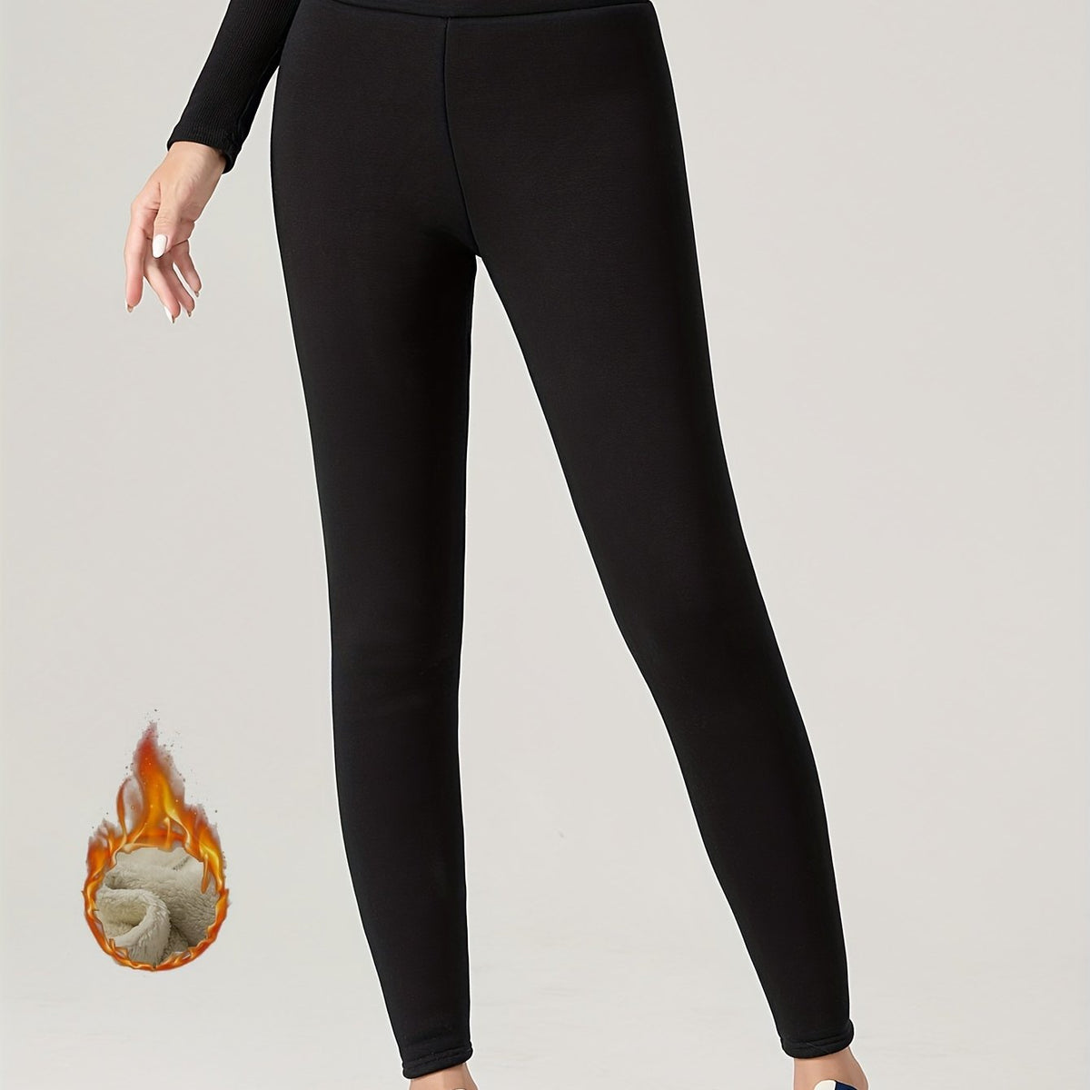 Plush Lined Thermal Pants Soft & Comfy Slim Elastic Tights