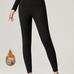 Plush Lined Thermal Pants Soft & Comfy Slim Elastic Tights
