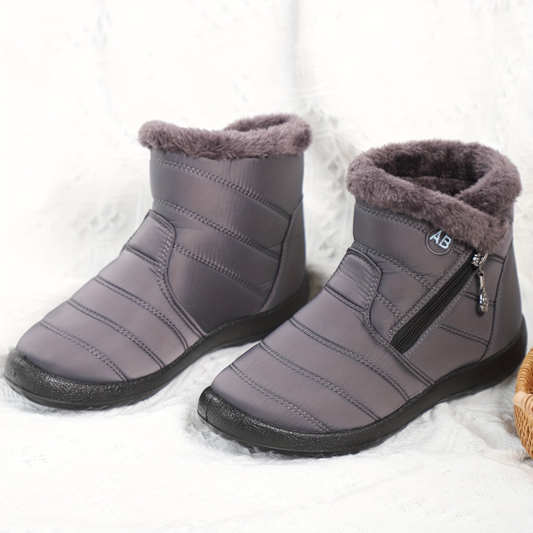 Plush Lined Thermal Snow Boots Keep Warm Flat Toe Snow Shoes