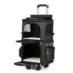 Rolling Pet Carrier Backpack for 2 Cats - Travel with Ease