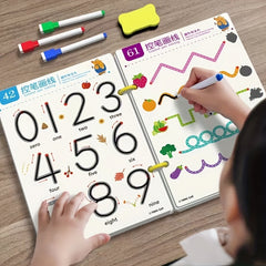 Red Erasable Writing Practice Book for Kids with Math Activities