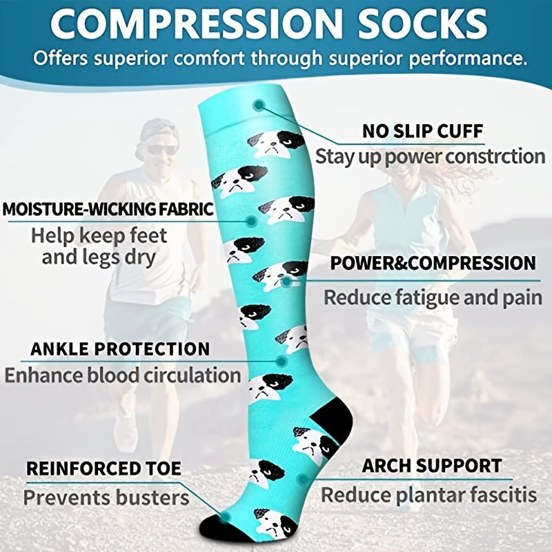 6 Pack Copper Compression Socks for Men and Women - Circulation Support