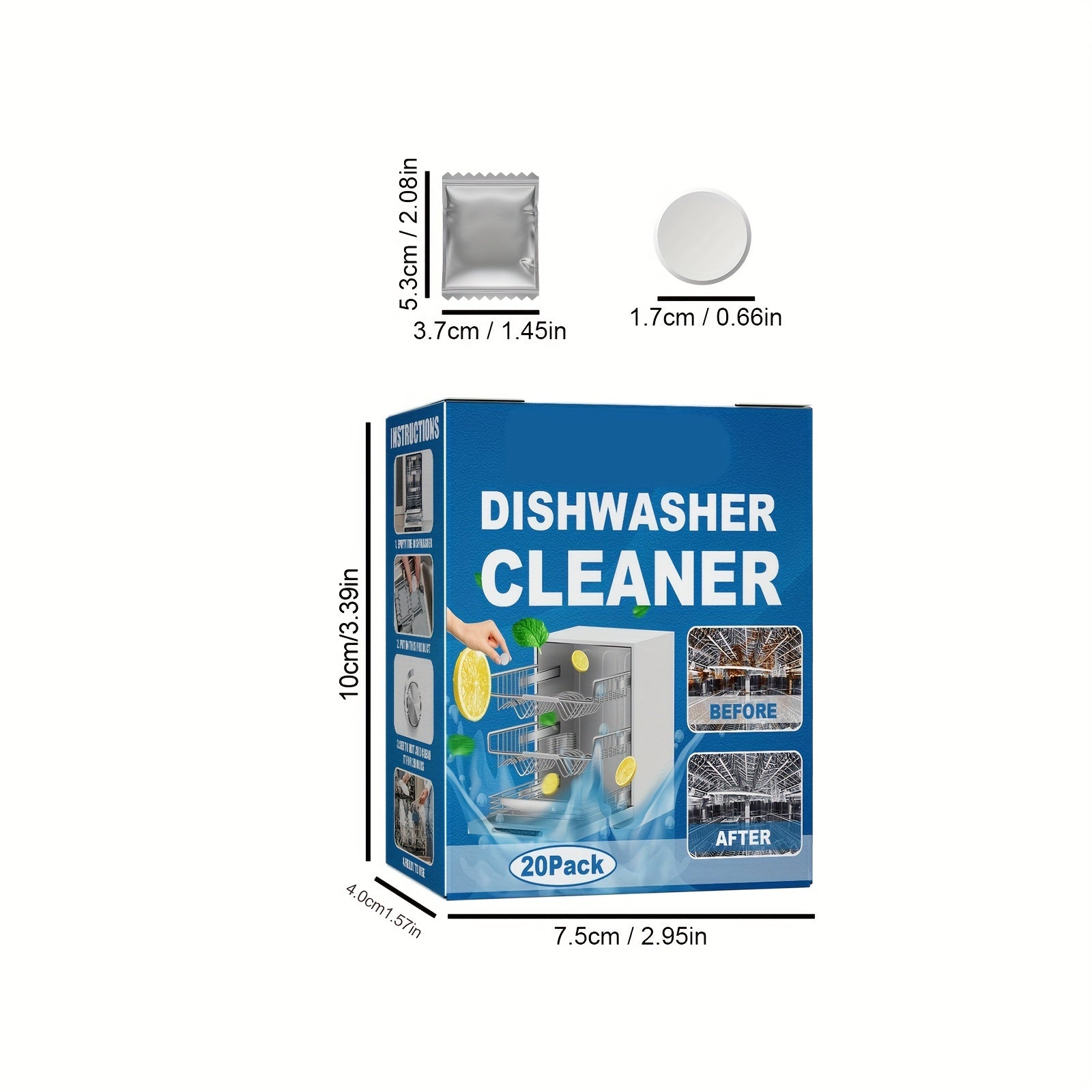 20 Pack Dishwasher Cleaner Tablets - Deep Cleaning Descaler Pods