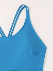  Lace Up Back Ruched One Piece Swimsuit