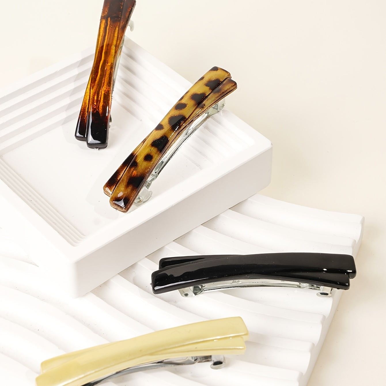 Leopard Print Barrette Metal Hair Pins Tortoise Shell Hair Clips For Women