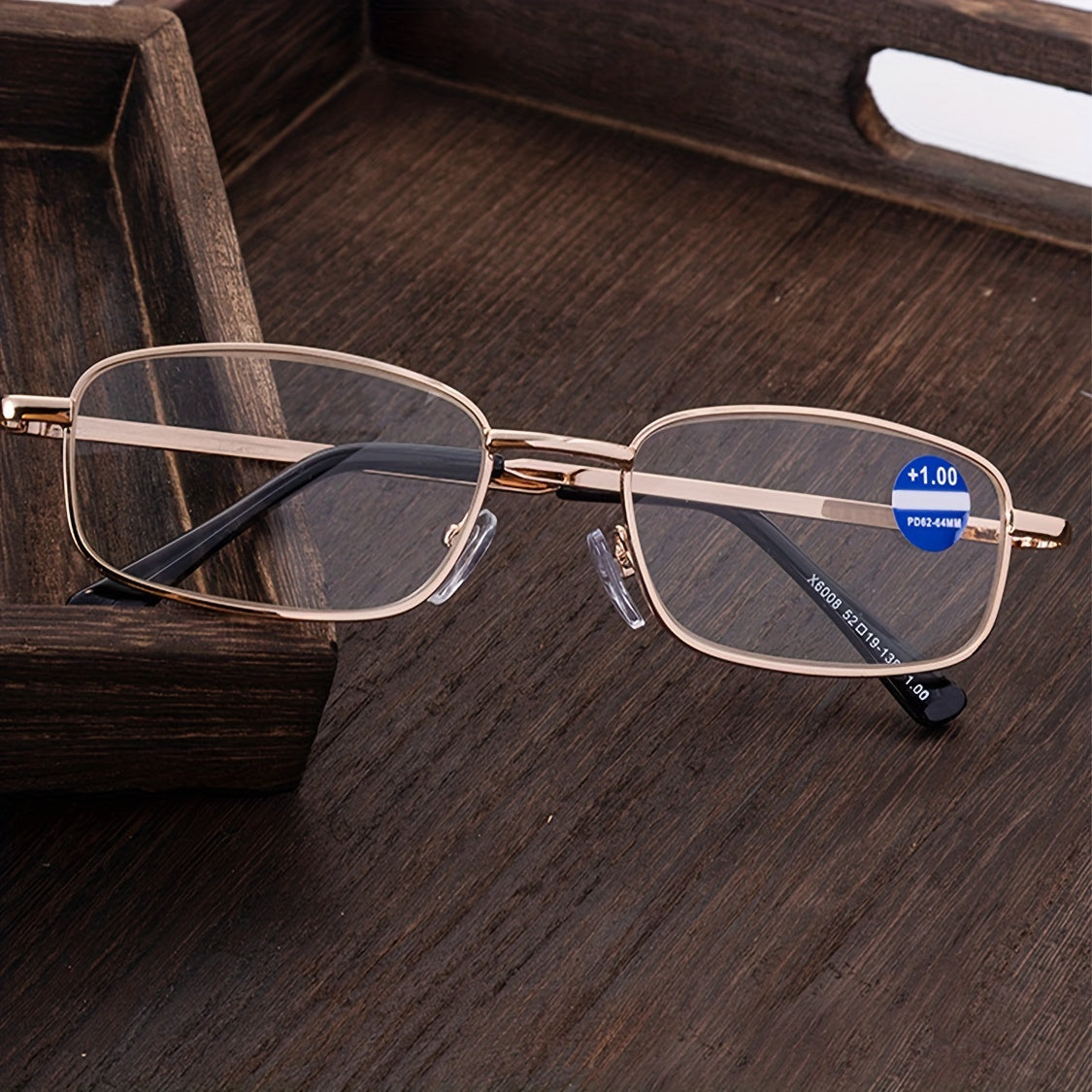 Light Blocking Reading Glasses Rectangle Lens Metal Glasses
